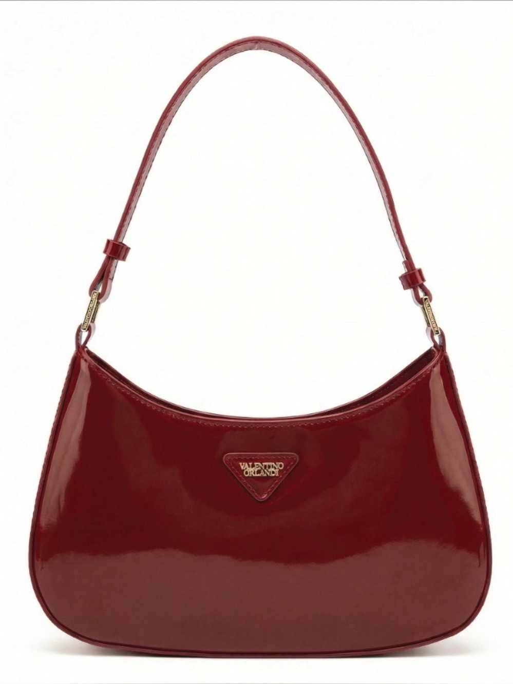 Valentino Orlandi “Mia” Gorgeous Glossy Shoulder Bag w/Gold-tone Logo Hardware
